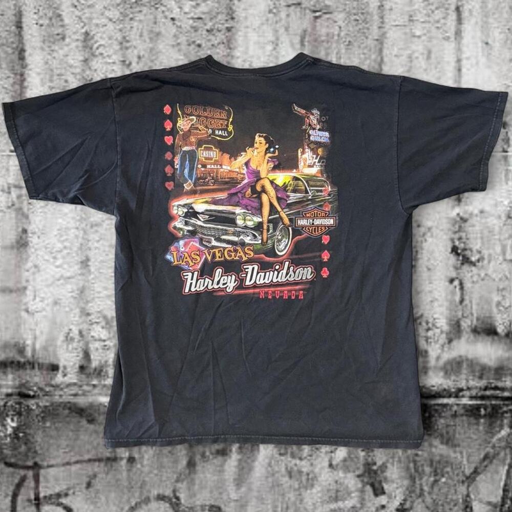 Harley Davidson Las Vegas Nevada Casino Pin-Up Graphic T-Shirt XL Biker Tee